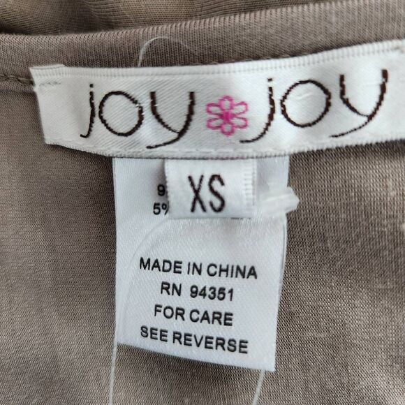 Joy Joy Taupe Oversized Tunic NWT Size XS Tan V-Neck Tunic - Picture 5 of 10